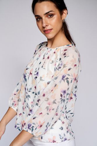 1 - White Floral Curved Top, image 1