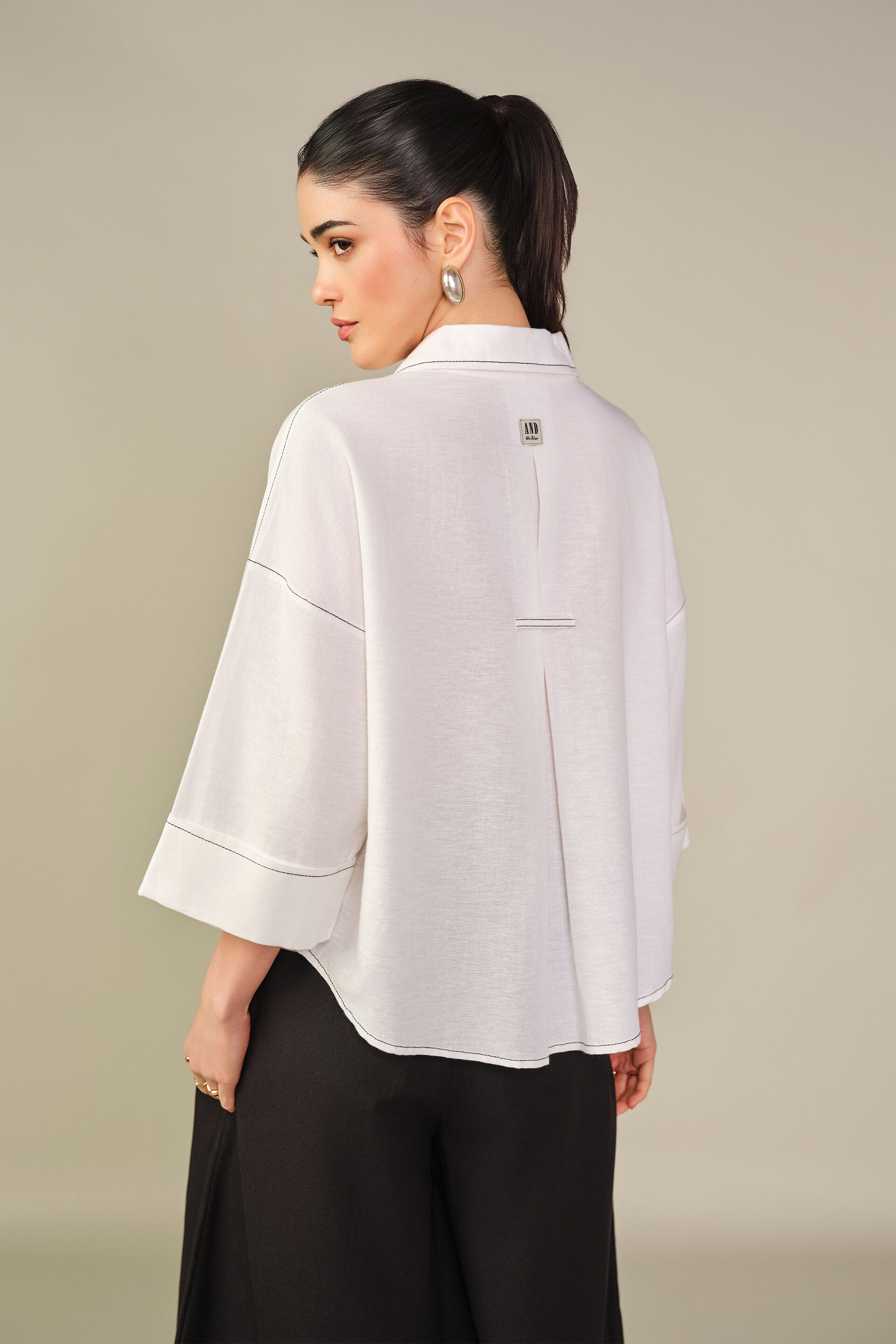 Oversized Shirt in Black, White, image 6