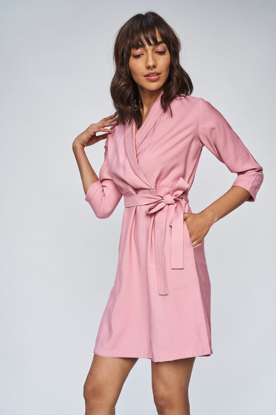 2 - Blush Solid Straight Knee Length Dress, image 2