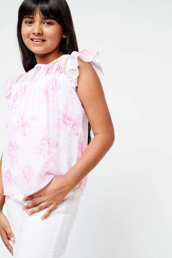 Cream and Pink Bloom Top, Cream, image 5
