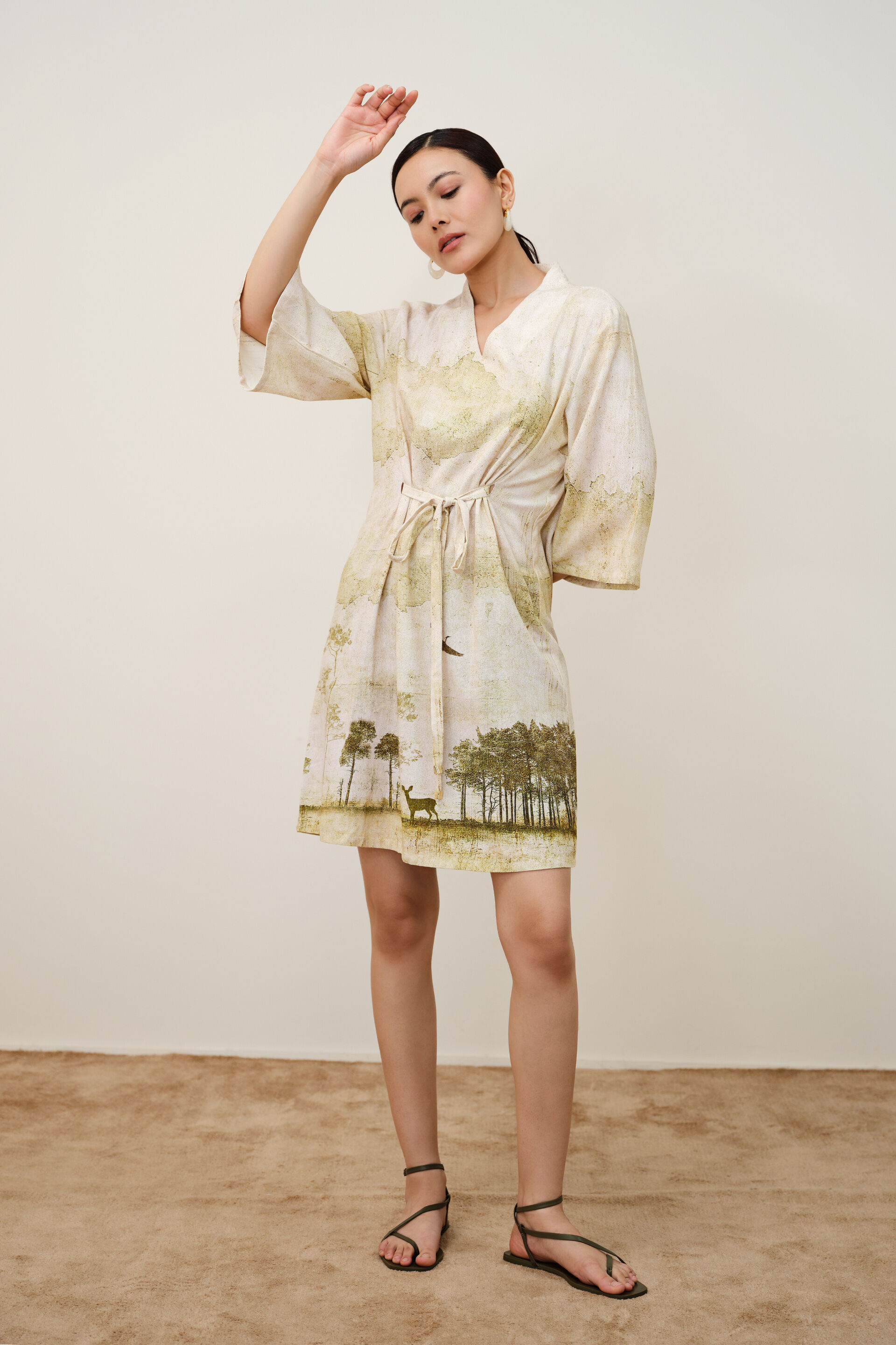 Safari Day Linen Dress, Green, image 2