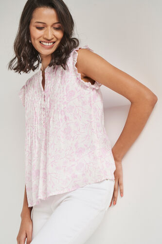 White Geometric Straight Top, White, image 1