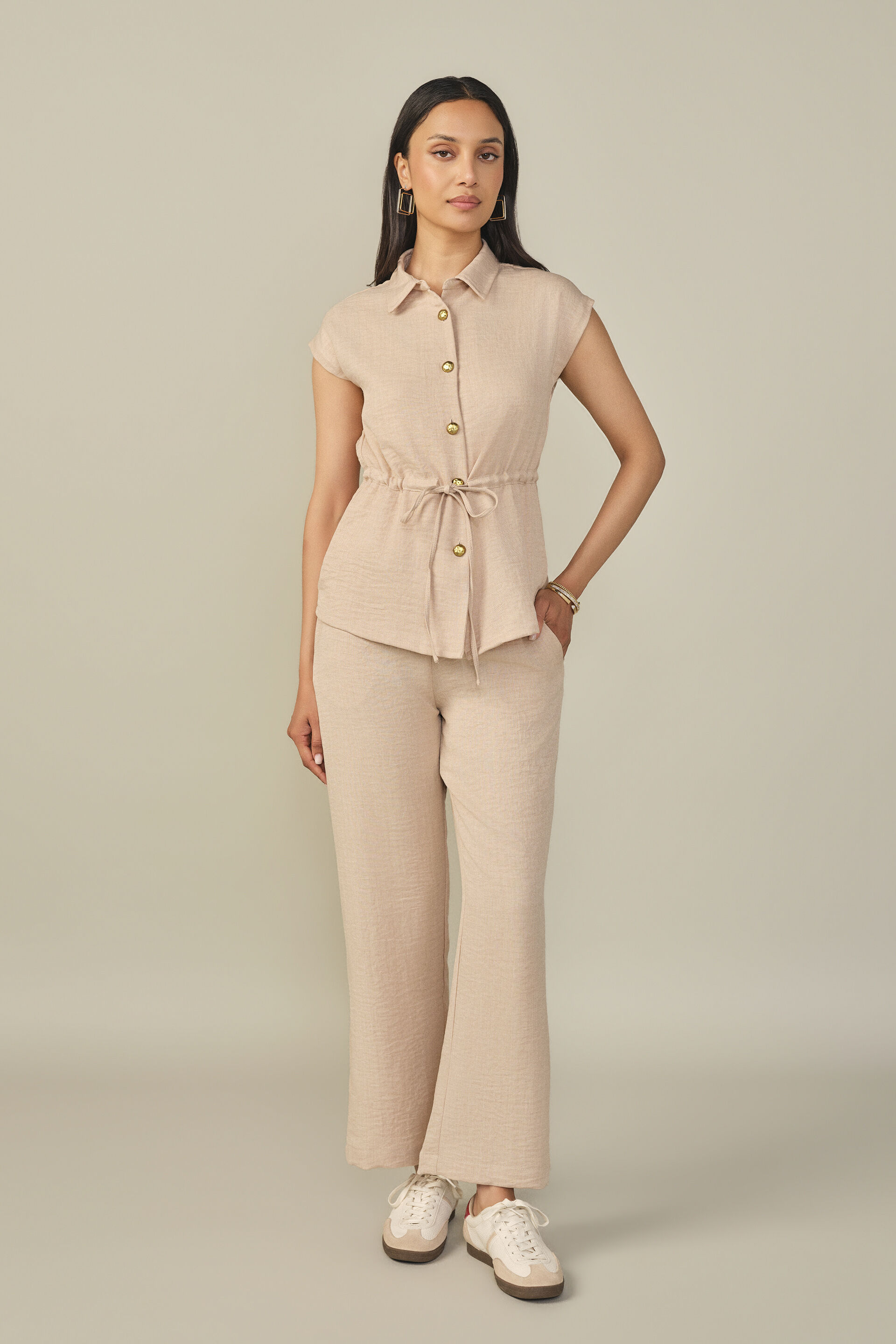 Solid Co-ord in Beige, Beige, image 3