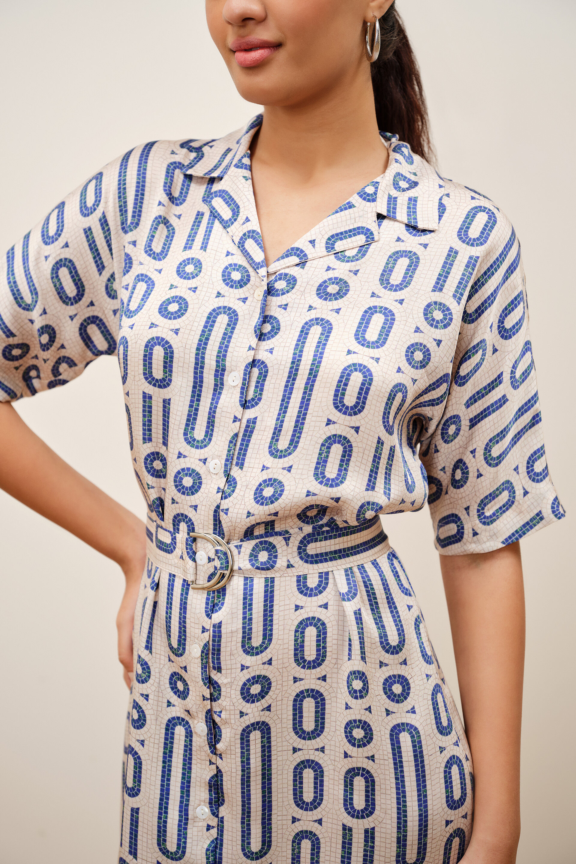 Elia Geometric Print Modal Dress, Blue, image 4