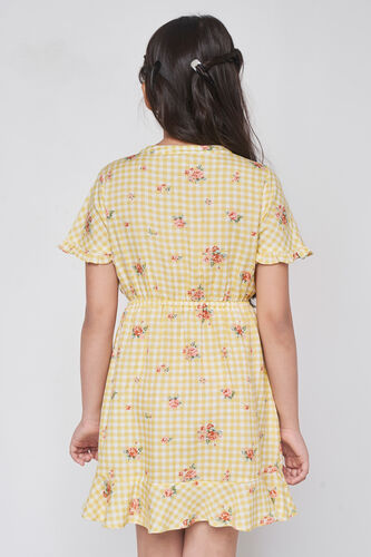 Yellow Checks Flounce Dress, Yellow, image 5