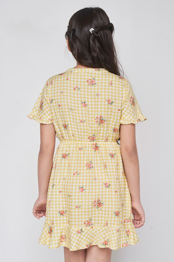 Yellow Checks Flounce Dress, Yellow, image 5