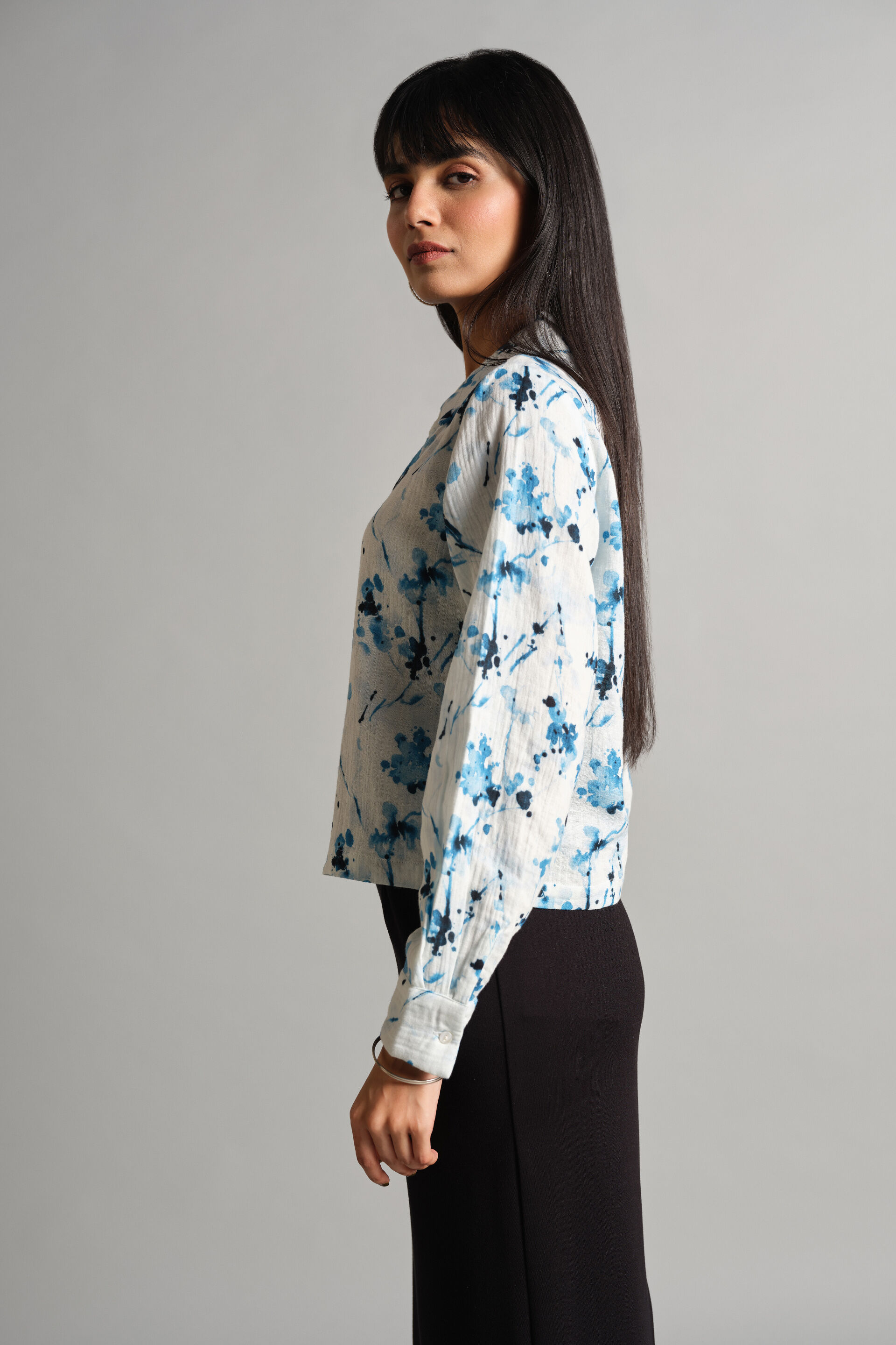 Flower Spot Shirt, Blue, image 5