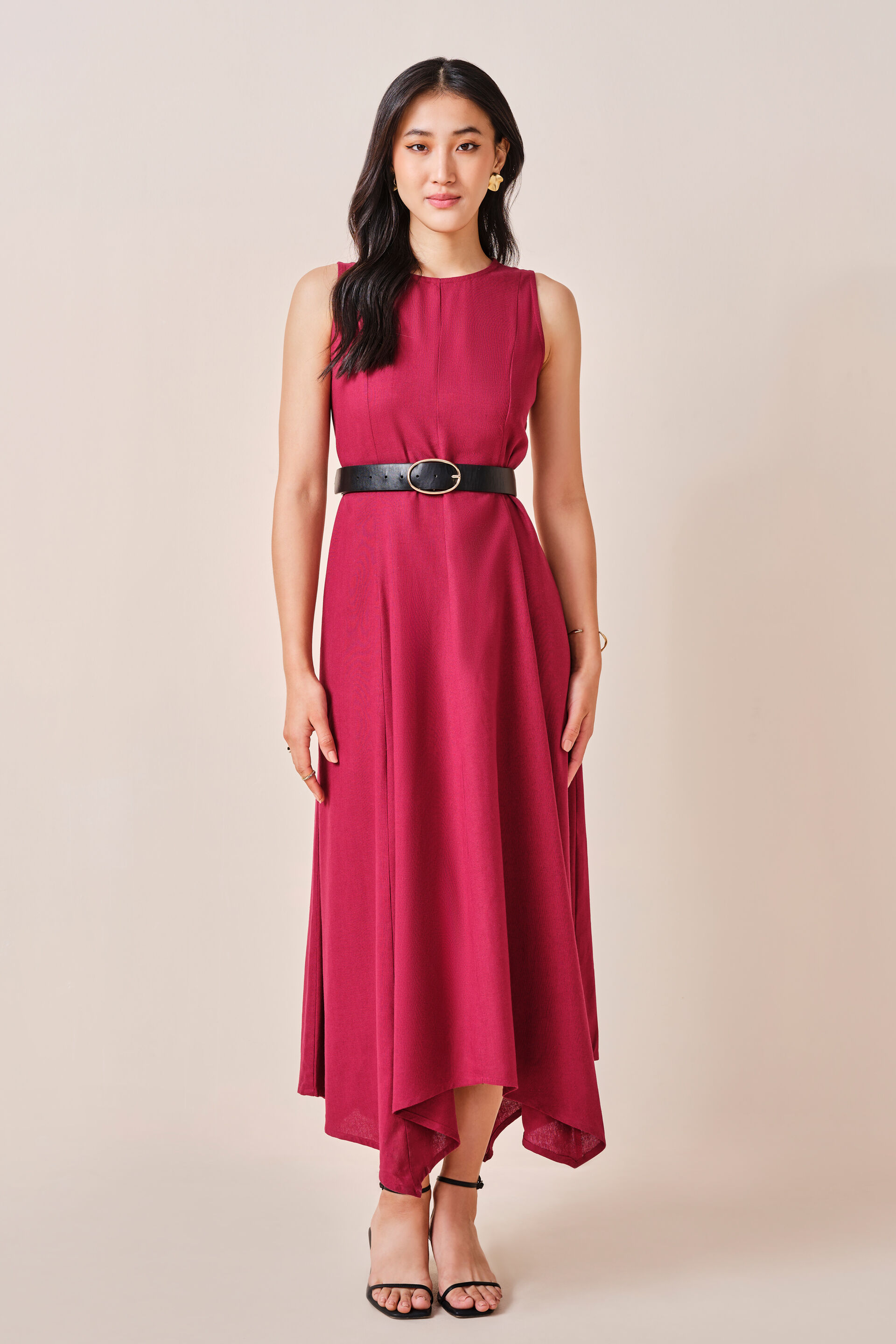 Ruby Viscose-blend Dress, Maroon, image 2