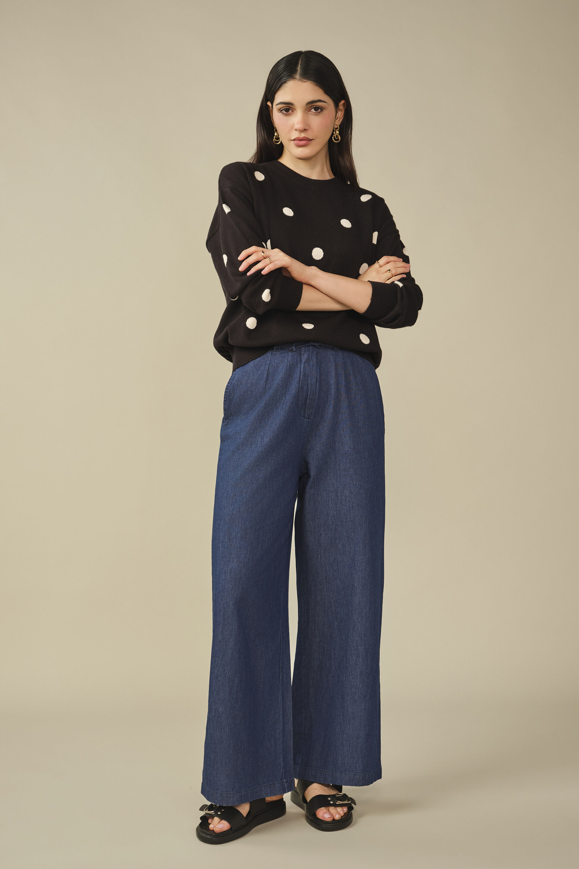 Polka Sweater in Black, Black, image 6