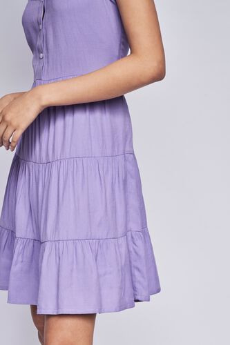 Lilac Self Design Flared Dress, Lilac, image 4