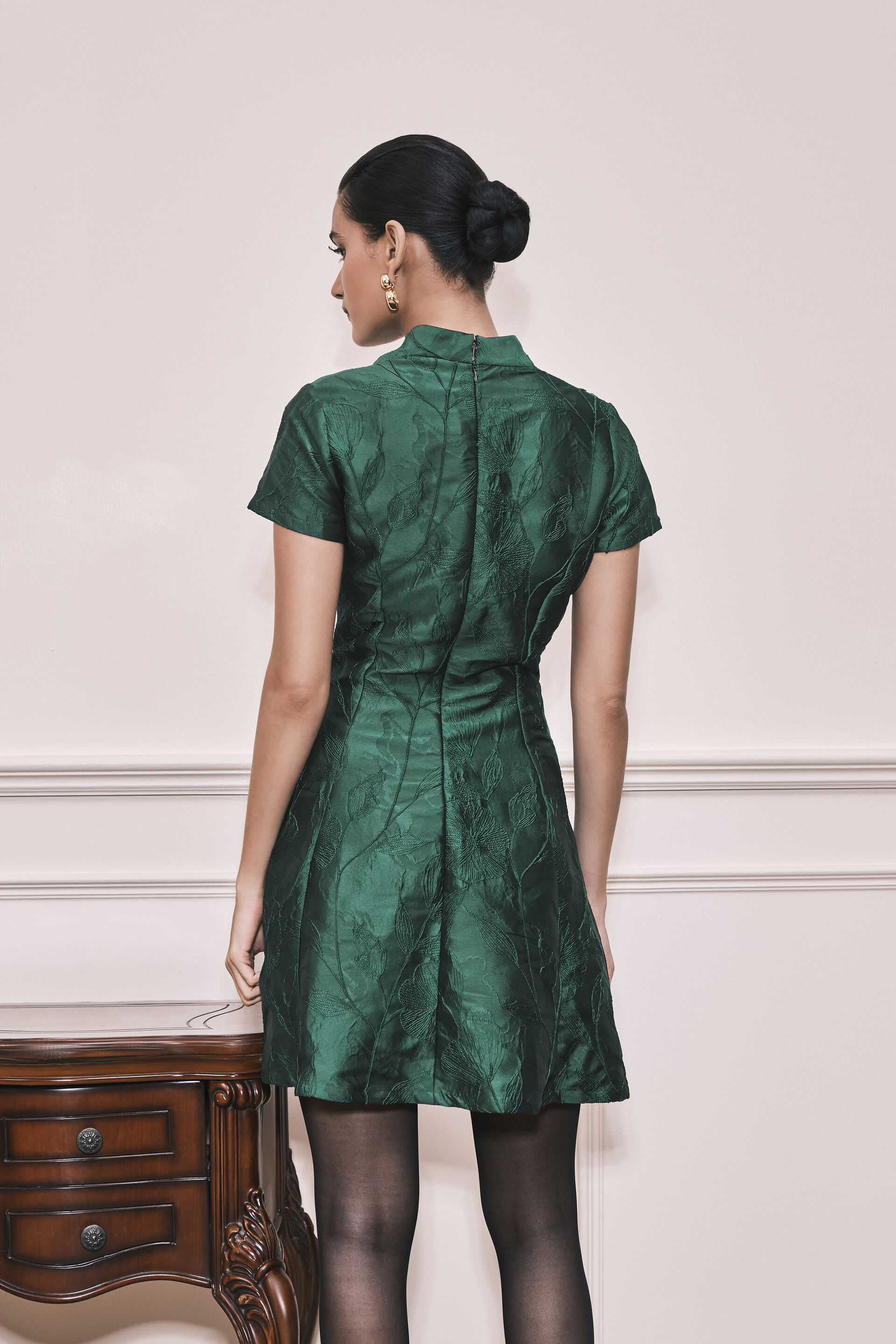 Floral Fantasia Jacquard Mini Dress