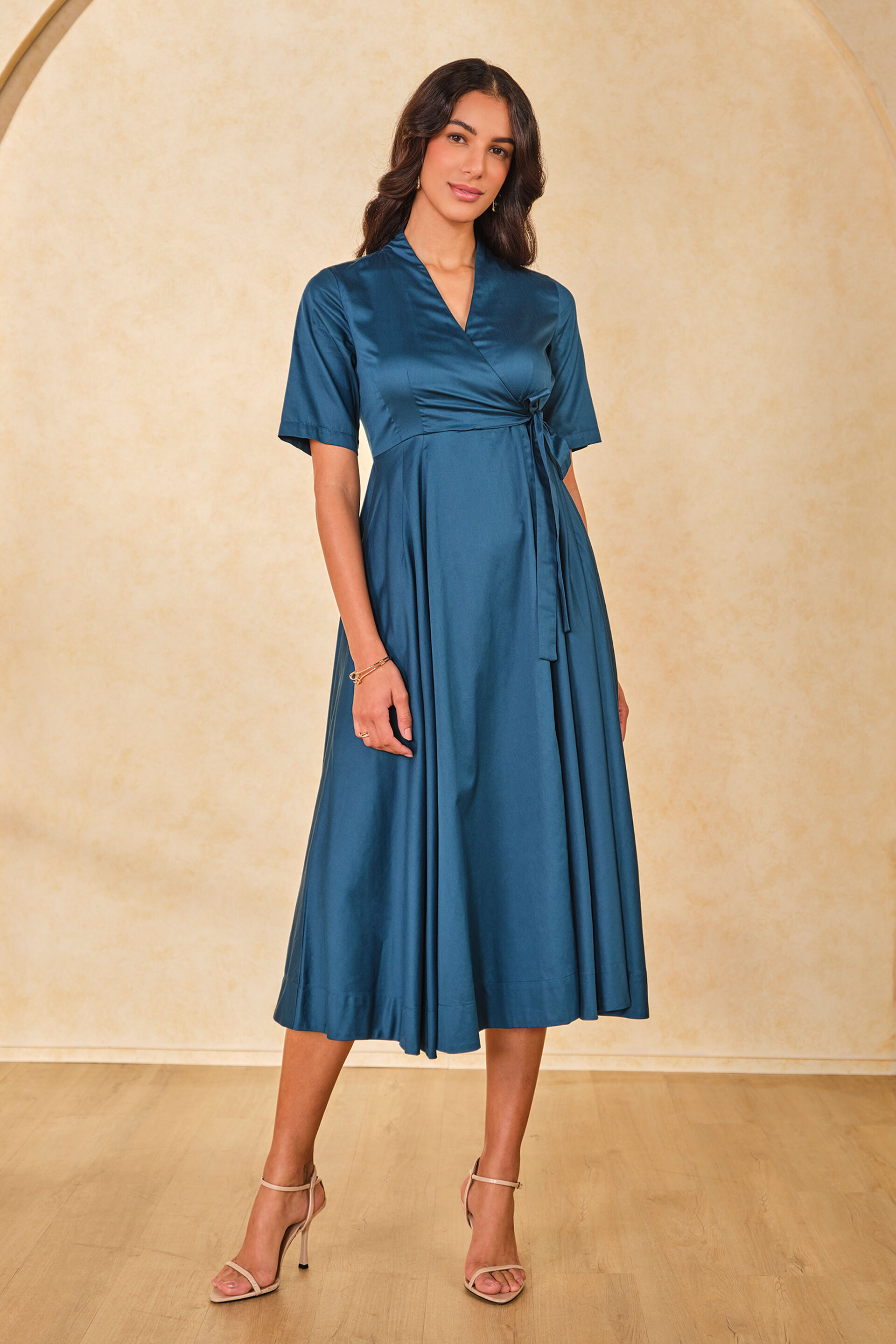 Terrific Teal Cotton Dress, Teal, image 1