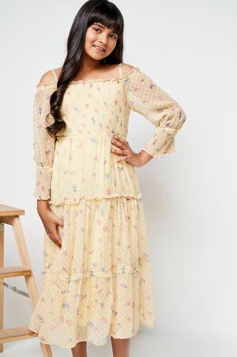 Lemon Floral Flared Gown, Lime Green, image 2
