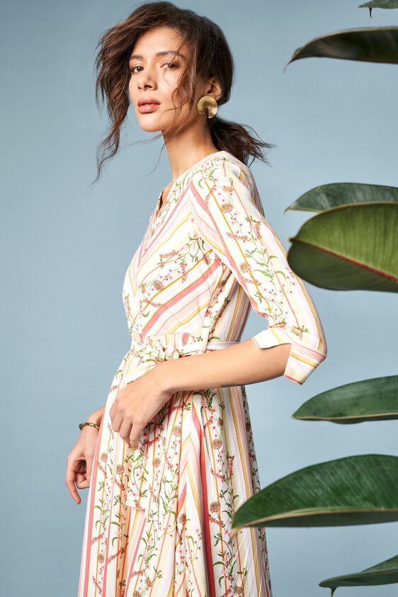 2 - Pink - White Floral Fit and Flare Dress, image 2