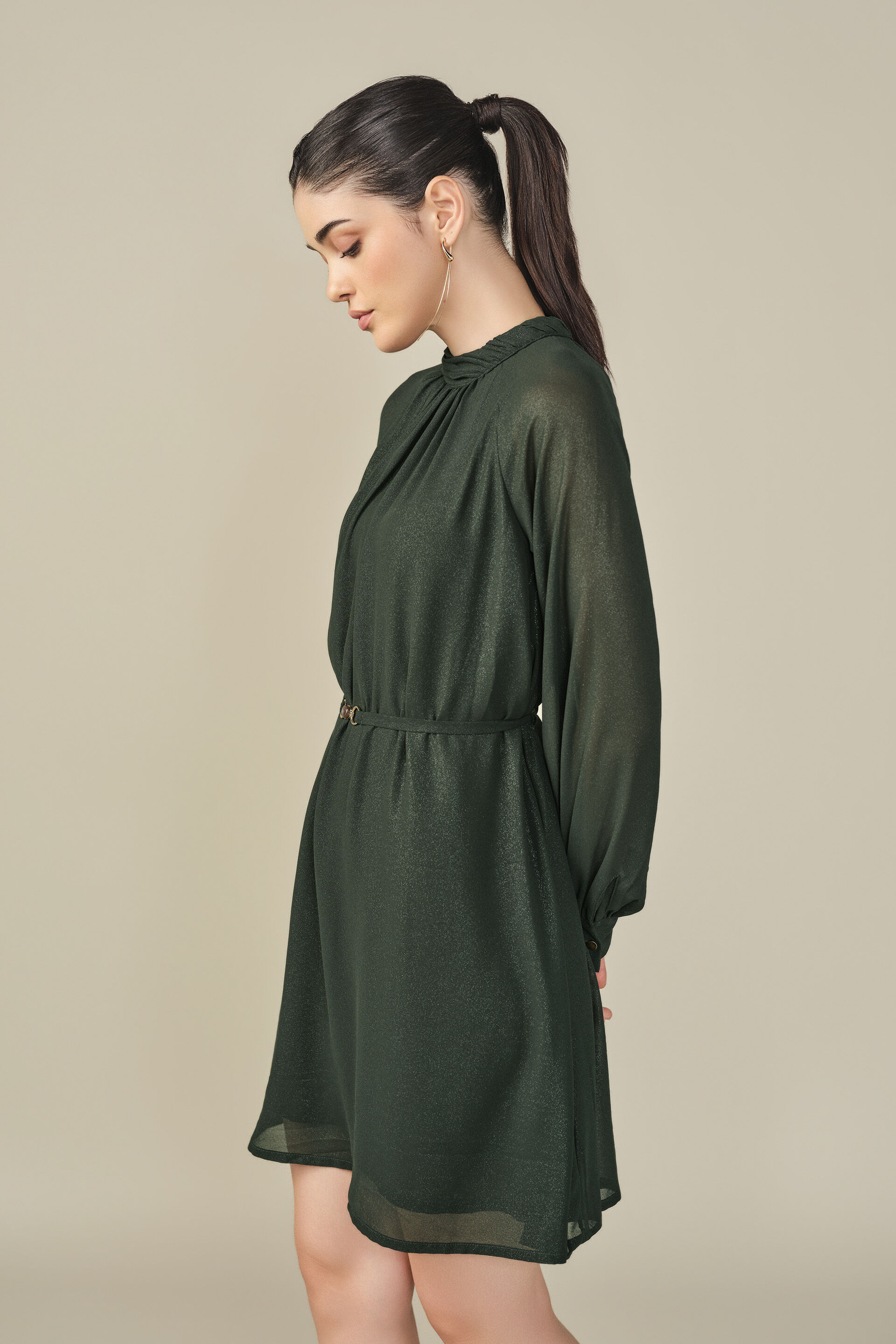 Shimmer Dress in Forest Green, Green, image 5