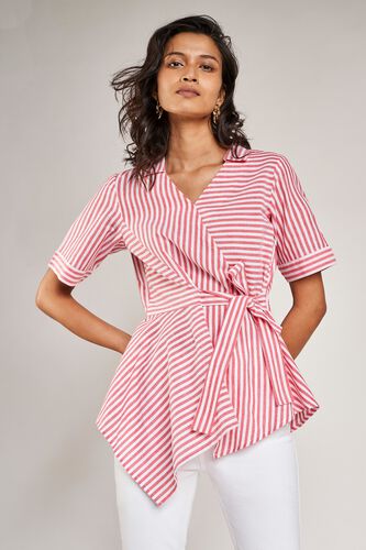 5 - Pink Striped Fit And Flare Top, image 5