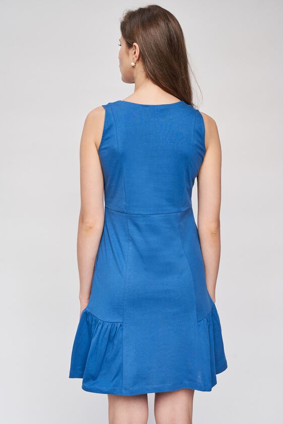 2 - Blue Solid Fit And Flare Dress, image 2