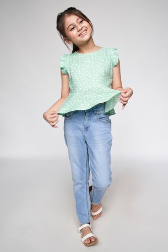 1 - Sage Green Floral Peplum Top, image 1