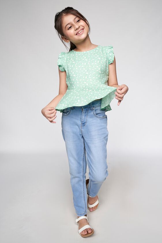 1 - Sage Green Floral Peplum Top, image 1