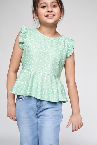 3 - Sage Green Floral Peplum Top, image 3