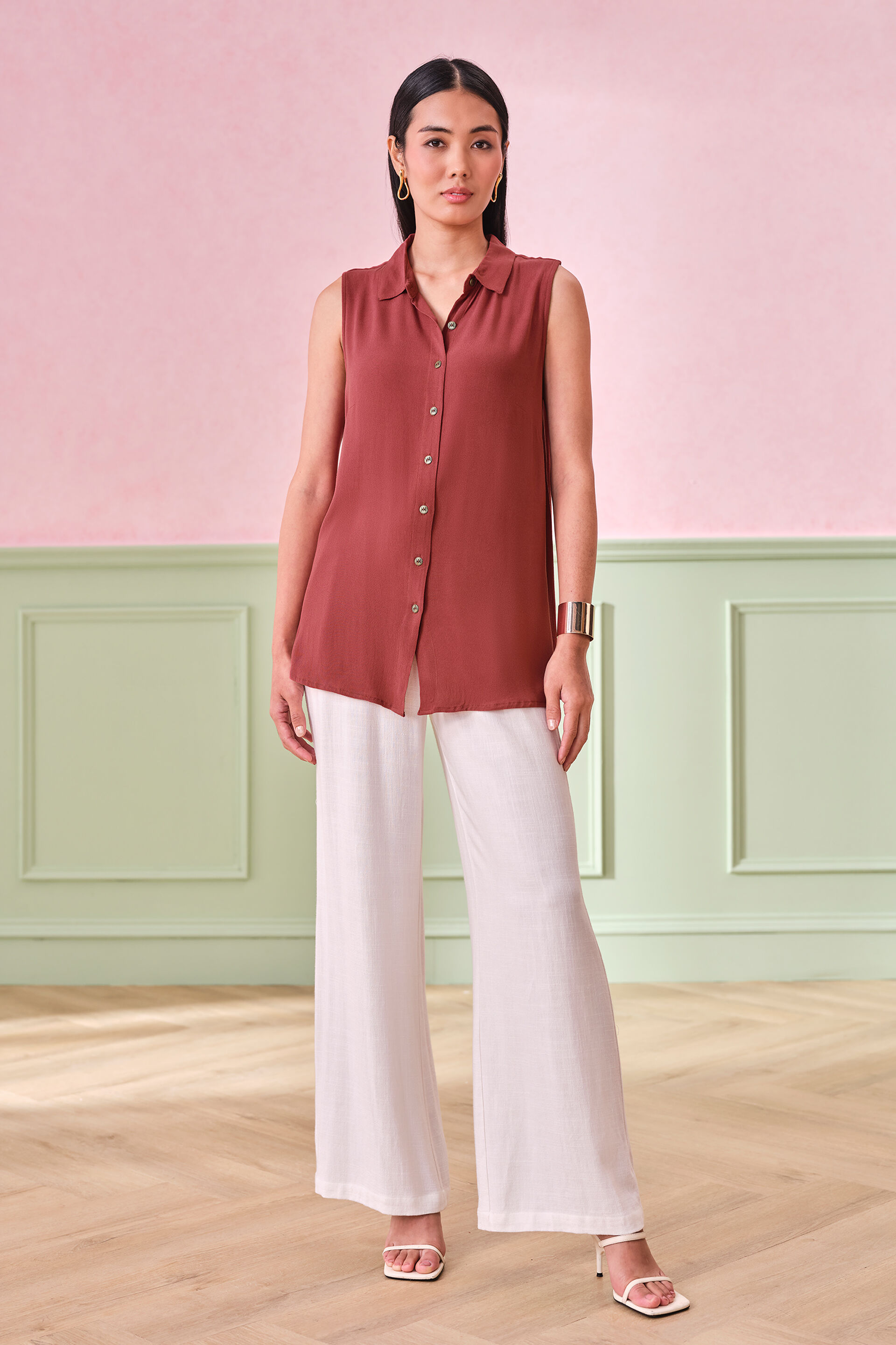 Rustique Viscose Top, Rust, image 2