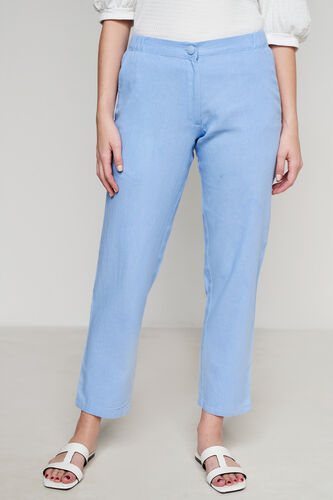 Linen Straight-Fit Trouser, Light Blue, image 1