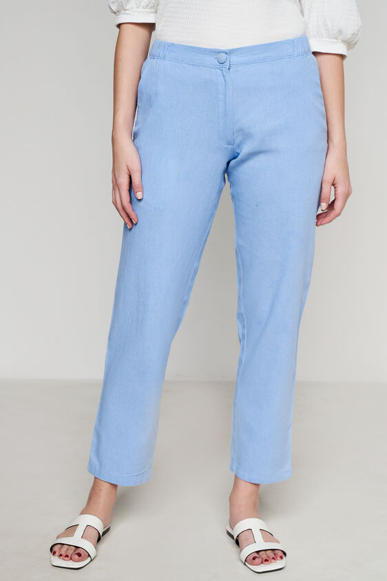 Linen Straight-Fit Trouser, Light Blue, image 1