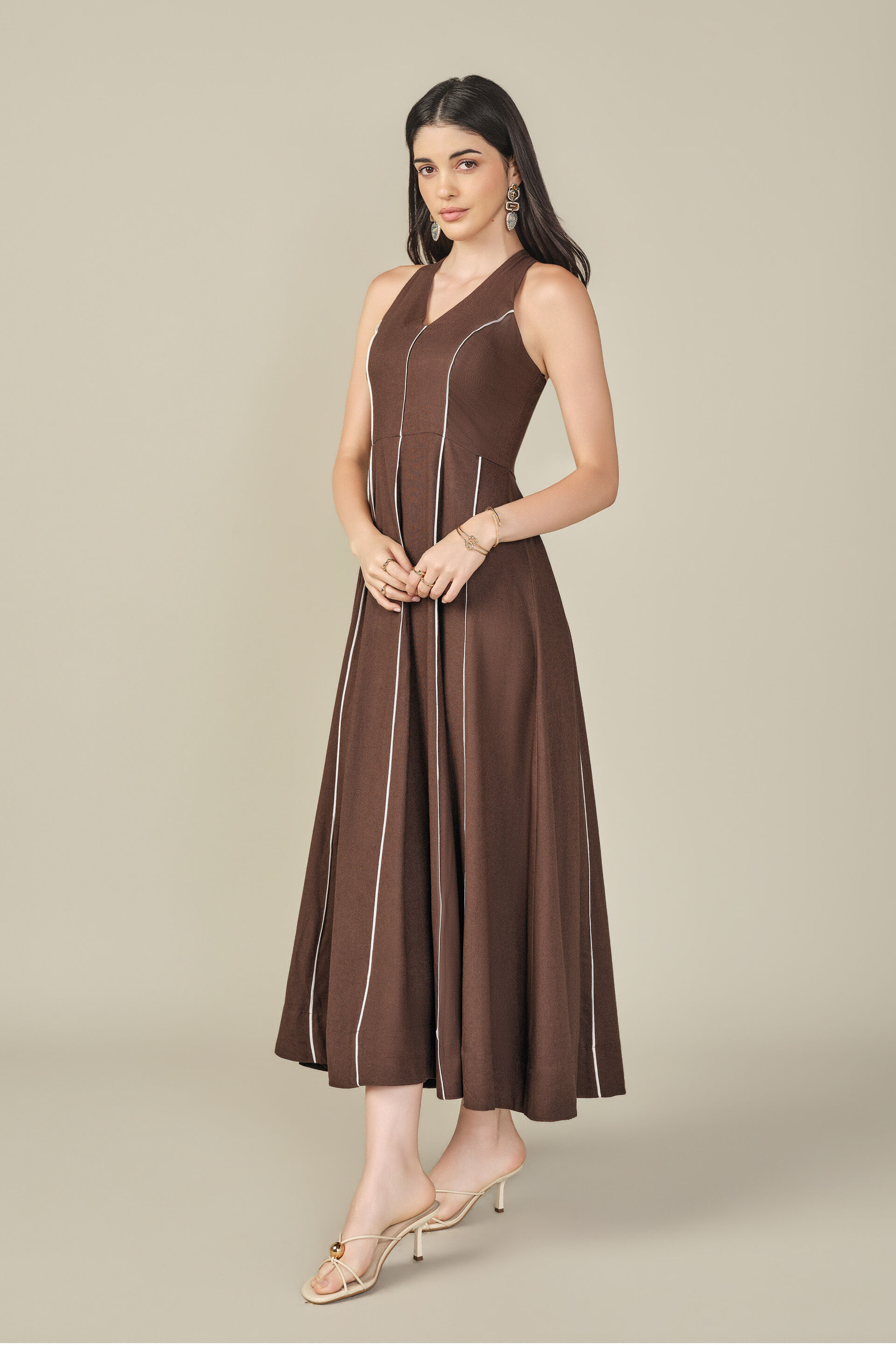 Solid Dress in Brown, Brown, image 5