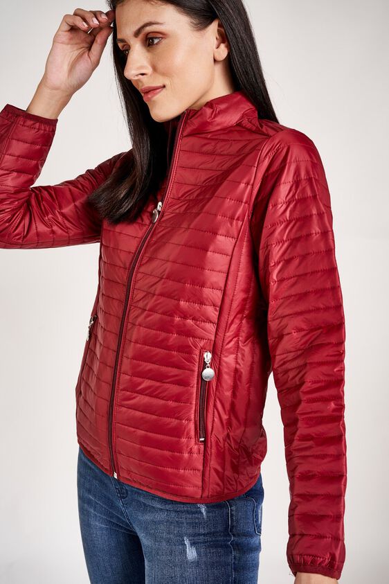 2 - Wine High Neck Puffer Jacket, image 2