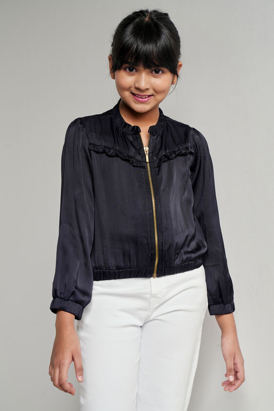 Black Band Collar Jacket, Black, image 1