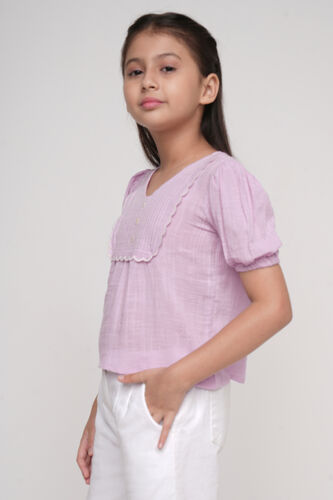Lilac Solid Short Sleeves Top, Lilac, image 1