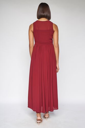 5 - Wine Solid Fit and Flare Gown, image 5