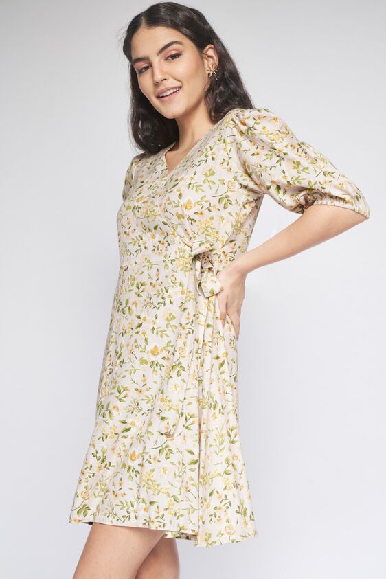 2 - Ecru Floral Fit and Flare Dress, image 2