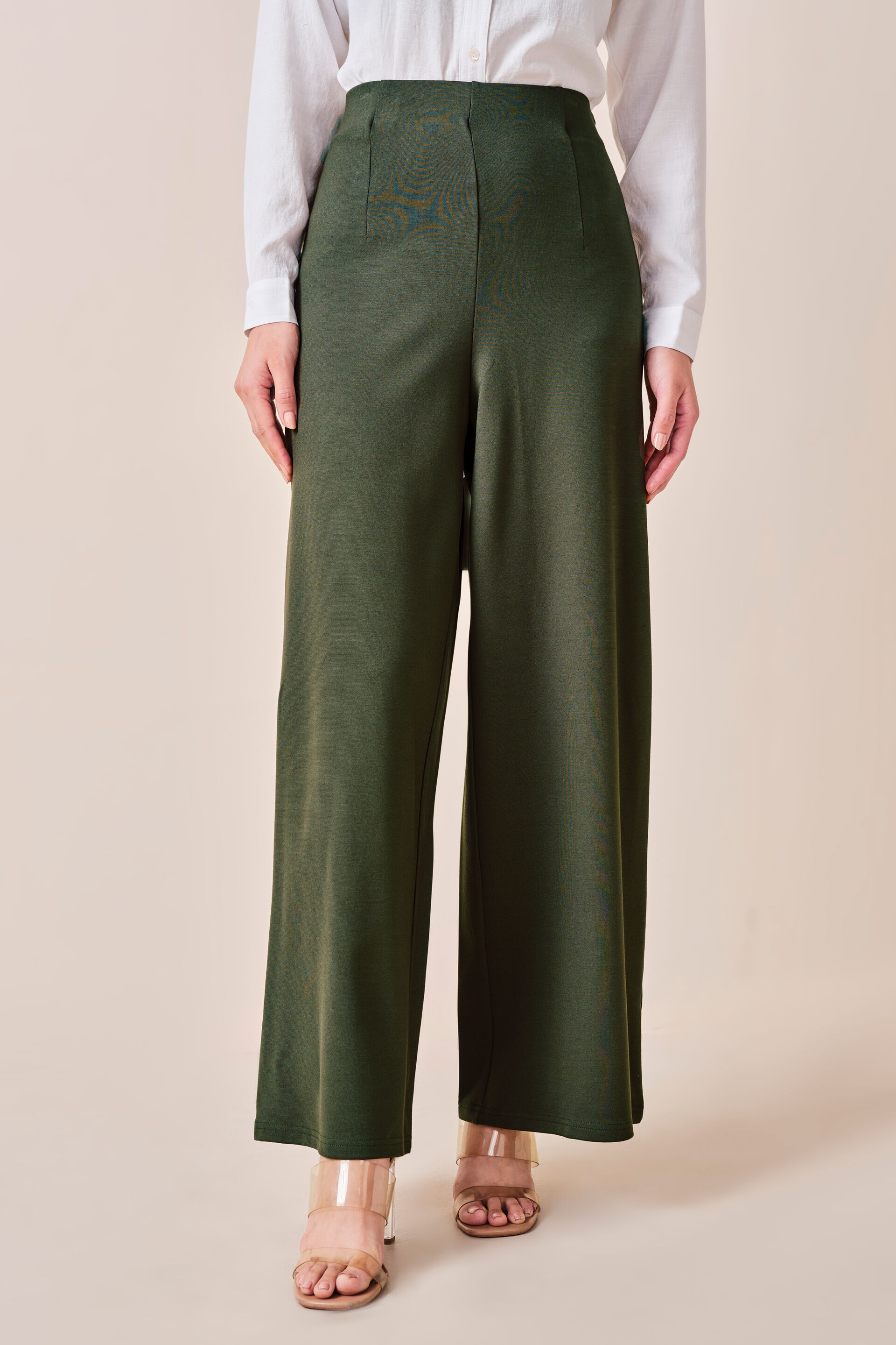 Jenna Rayon-blend Trousers, Olive, image 1