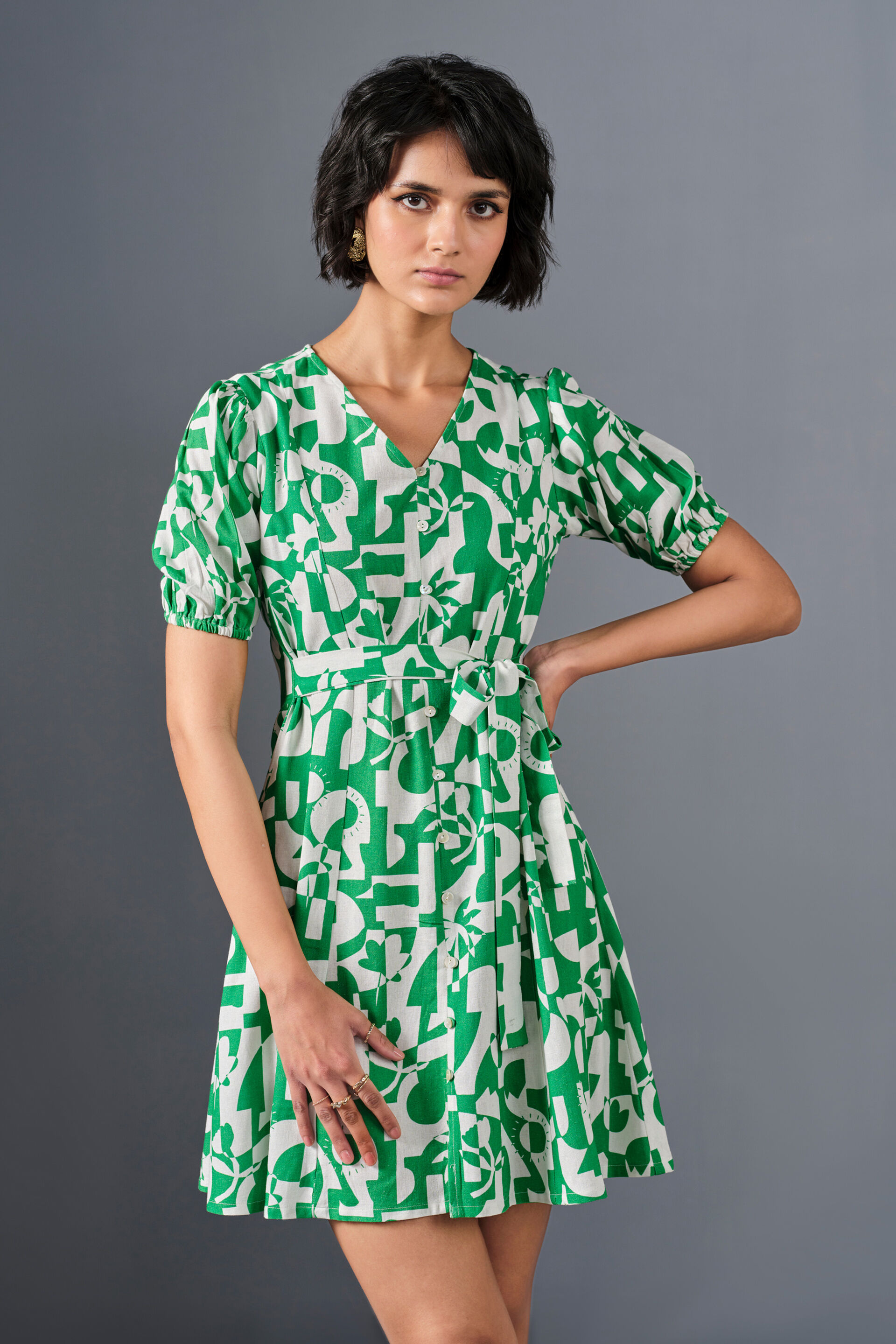 Truly Jade Viscose Blend Dress, White, image 2