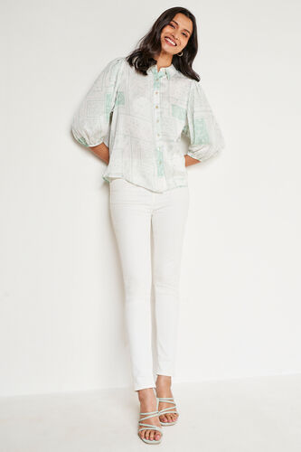 White Solid Straight Top, White, image 3