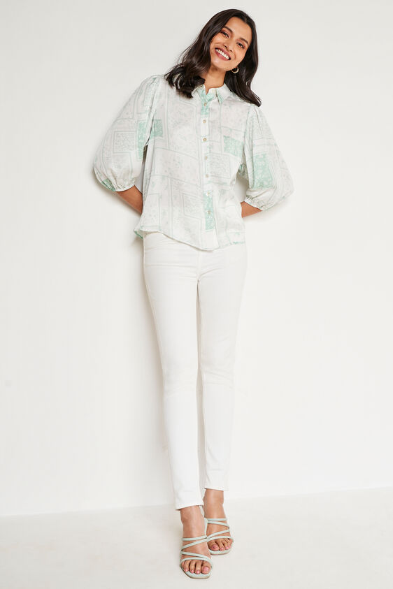 White Solid Straight Top, White, image 3