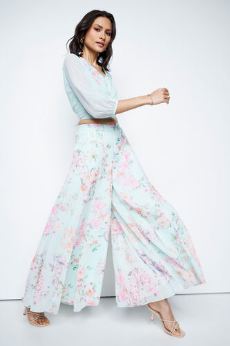 Light Green Floral Flared Set, Green, image 1