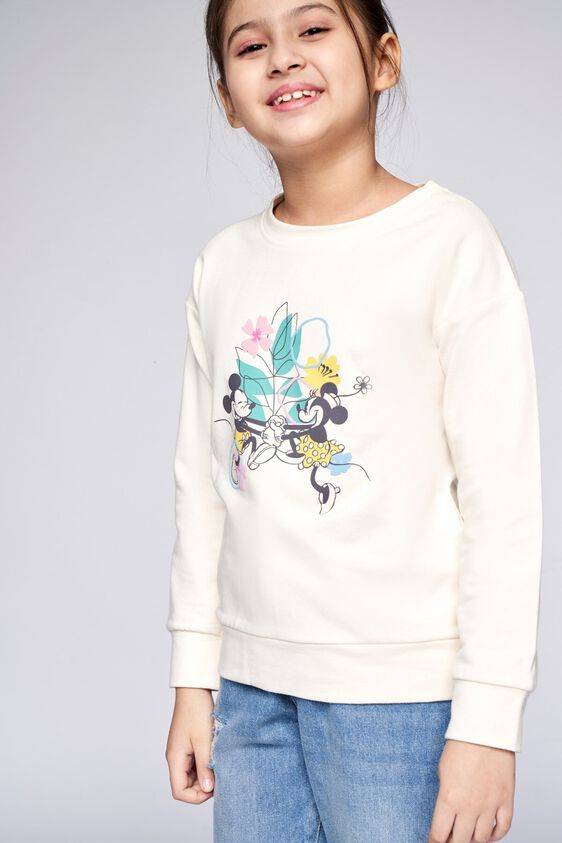 1 - Cream Graphic Straight Sweatshirt, image 1
