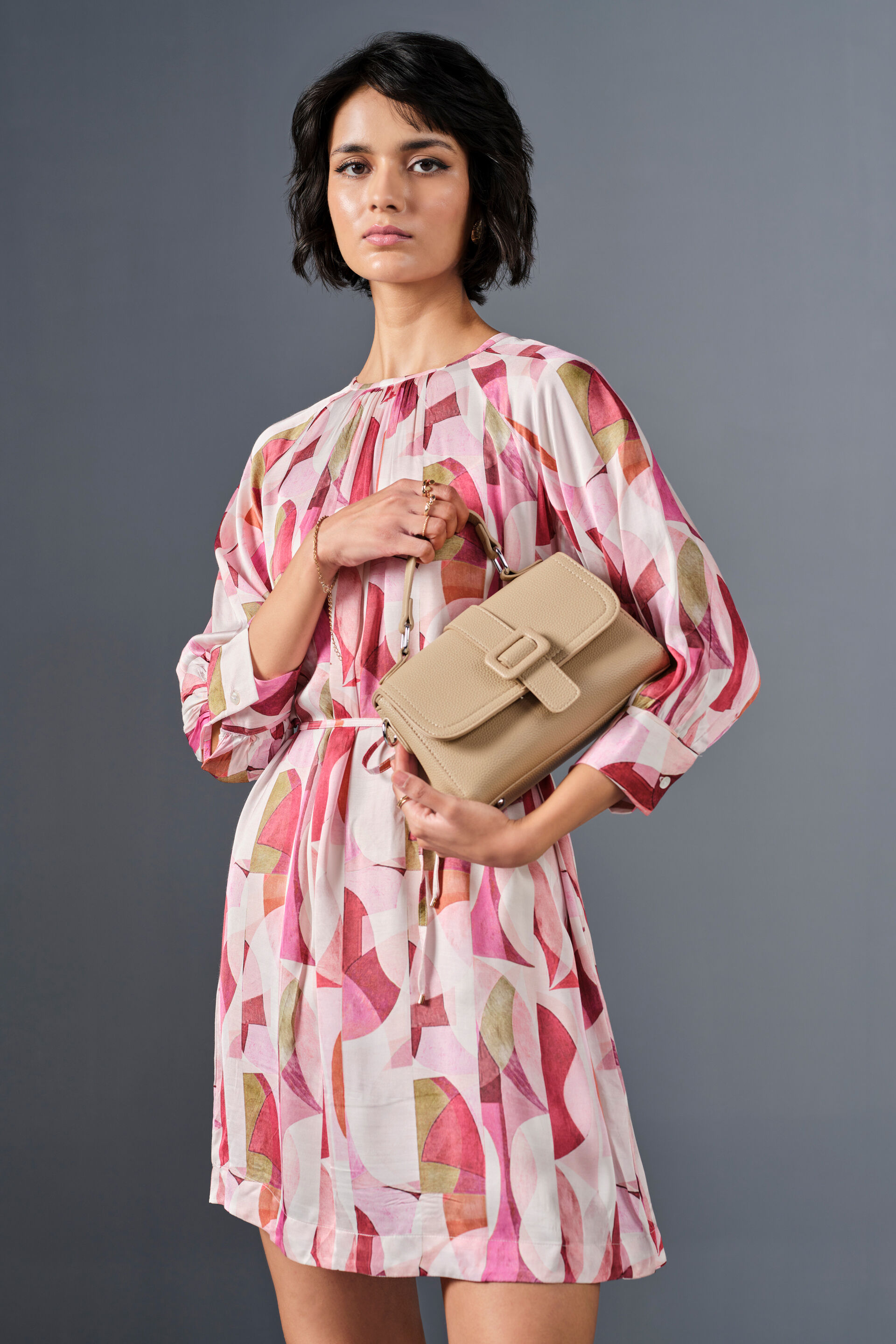 Boho Blossom Viscose Dress, Pink, image 5