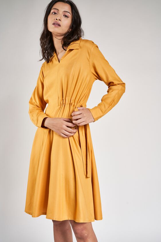 6 - Yellow Solid Shift Dress, image 6