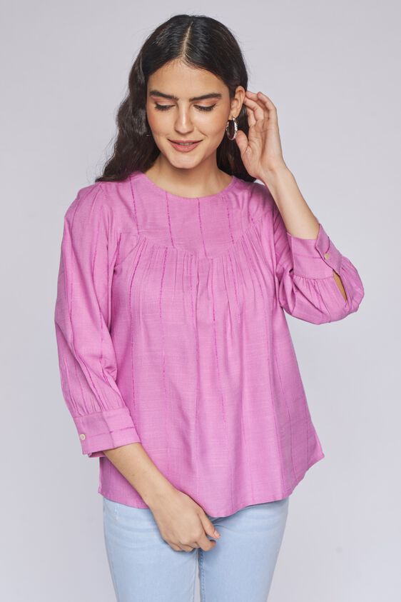 2 - Lilac Self Design Blouson Top, image 2