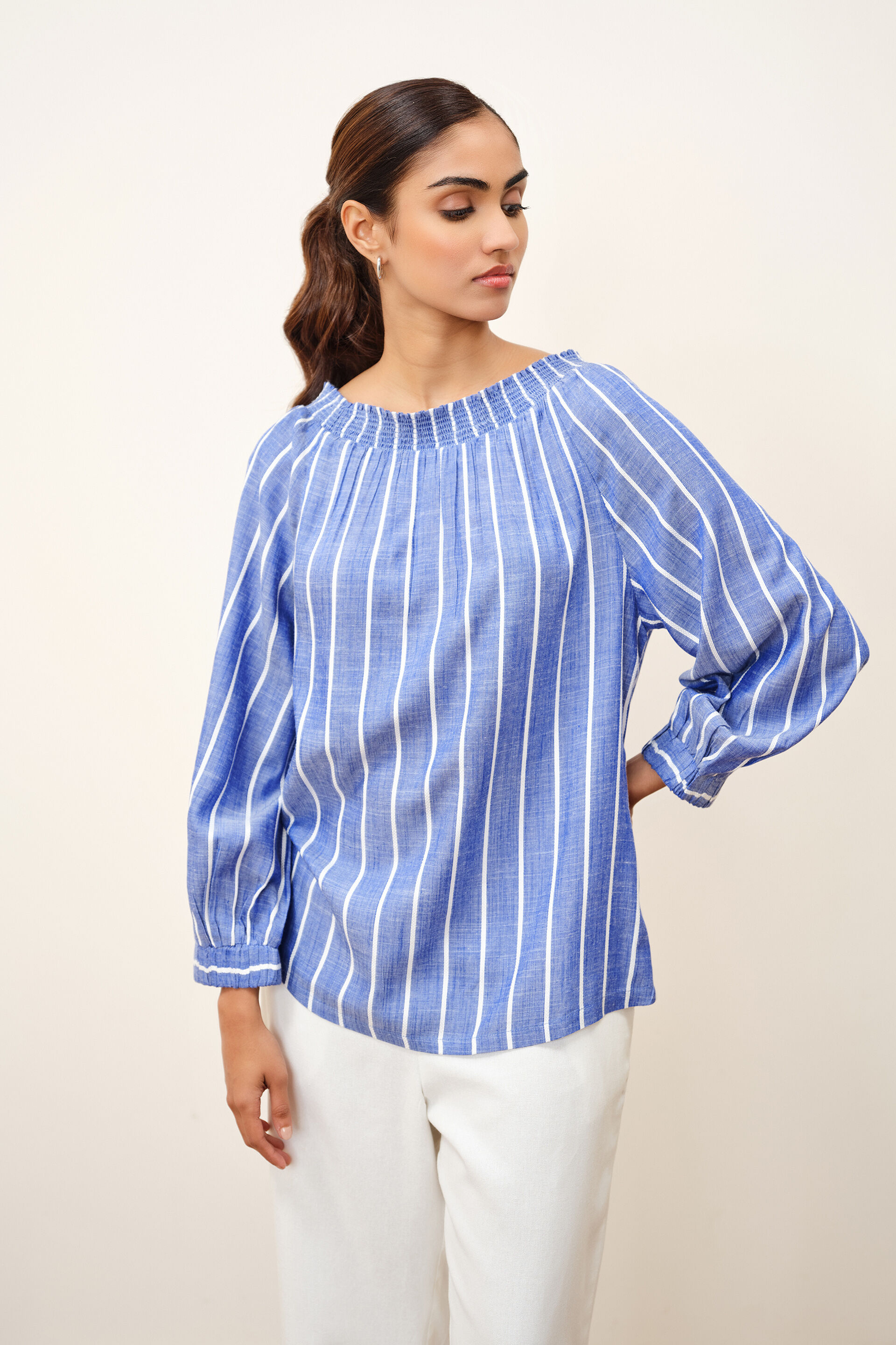 Buy Coastal Blue Striped Top Online for Women from AND India S26V210TYD ...