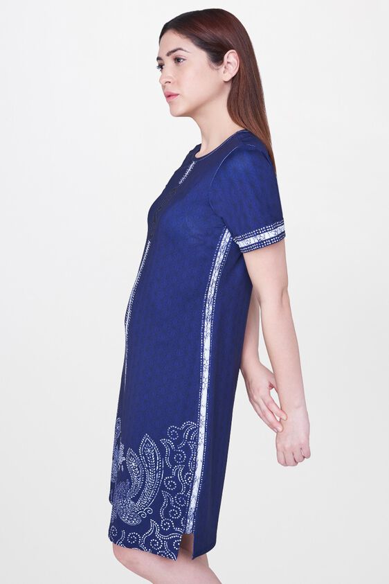 3 - Indigo Abstract A-Line Knee Length Dress, image 3