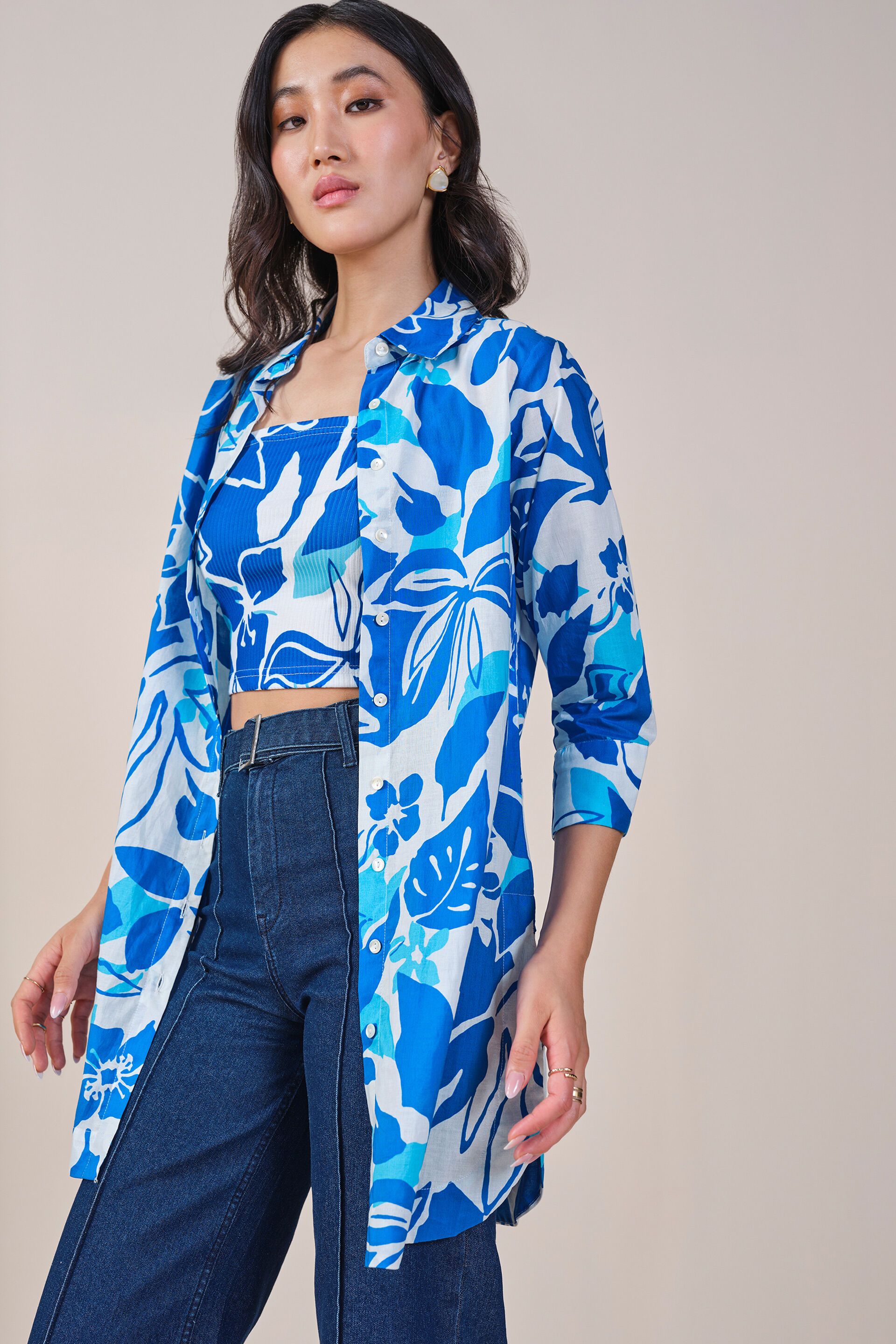 Floral Grace Shirt Set, Blue, image 8