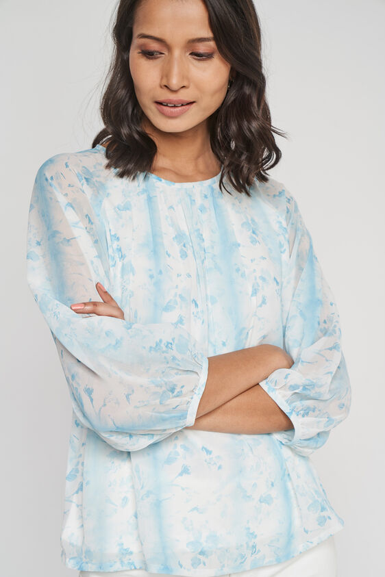 Sky Blue Regular Length Curved A-Line Top, Sky Blue, image 3