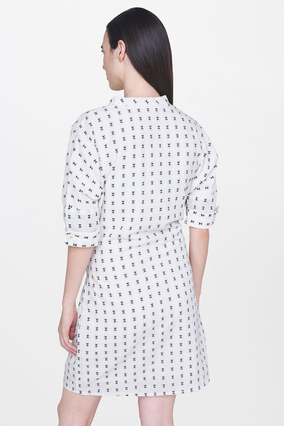2 - Ecru Polka Dots V-Neck Sleeveless Regular Dress, image 2