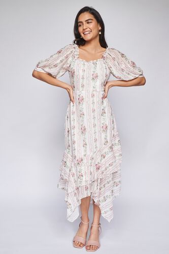 2 - White Floral Asymmetric Dress, image 2