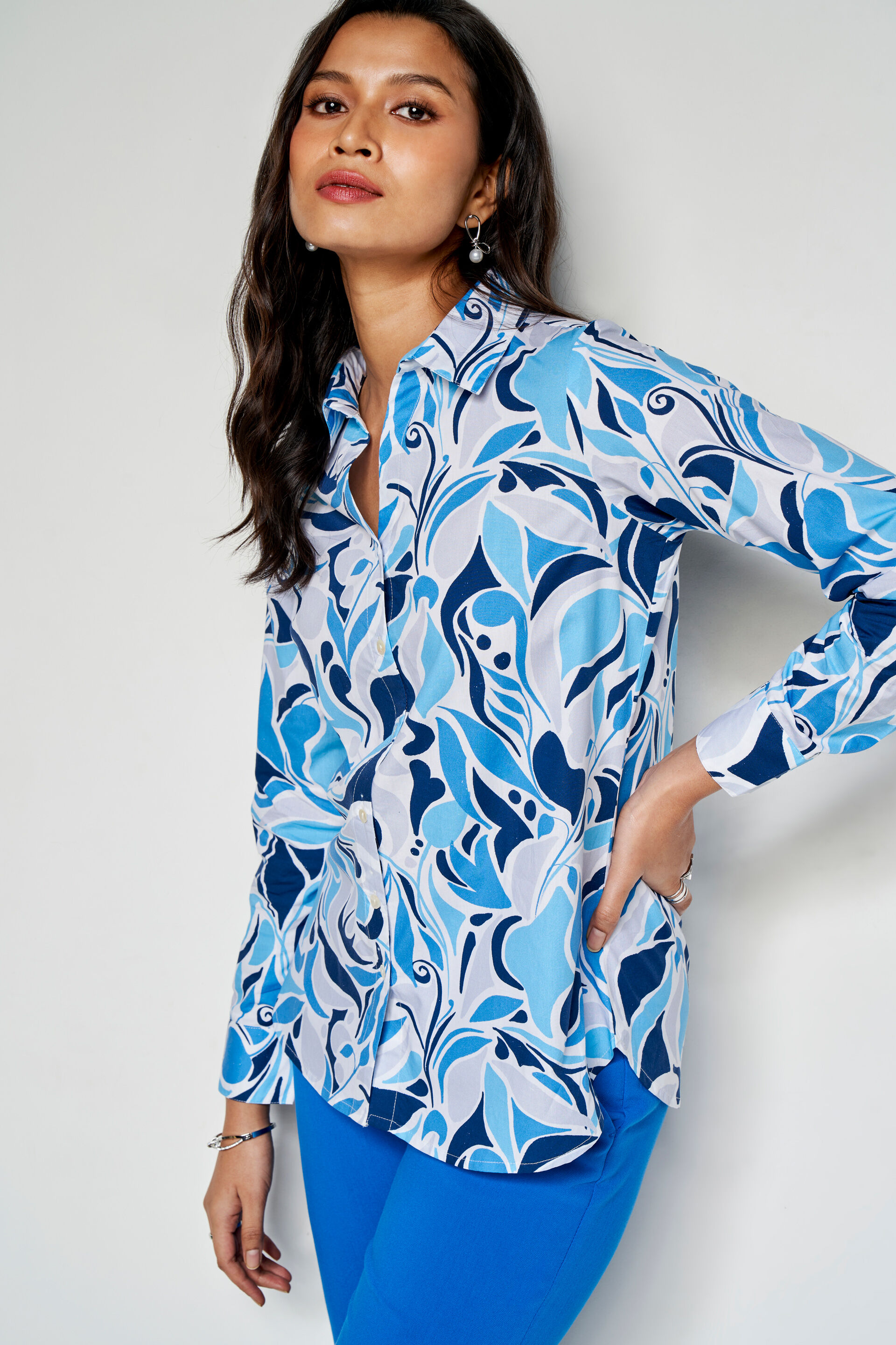 Beach Waves Casual Top, Blue, image 1