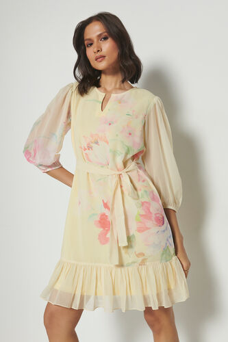 Sunny Glow Floral Dress, Yellow, image 1